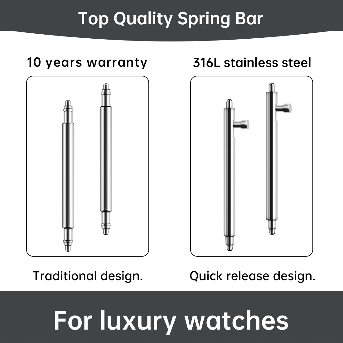 Leather Strap Quick Release - Maikes 316L الفولاذ المقاوم للصدأ الإفراج