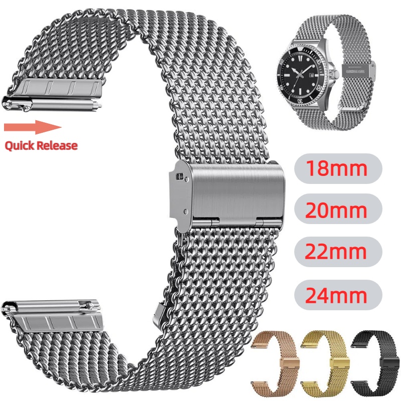 Mesh Strap Metal - أحزمة ساعة بديلة عالمية مقاس 18