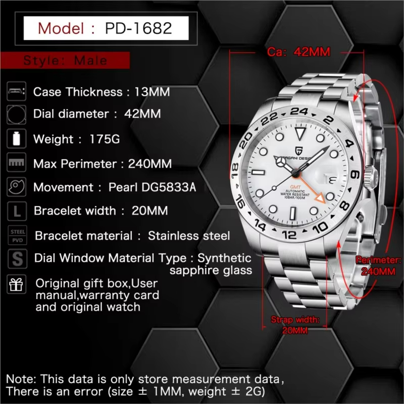 ساعة رجالية أوتوماتيكية PAGANI - مراجعة Rolex Watch Submariner وسعره