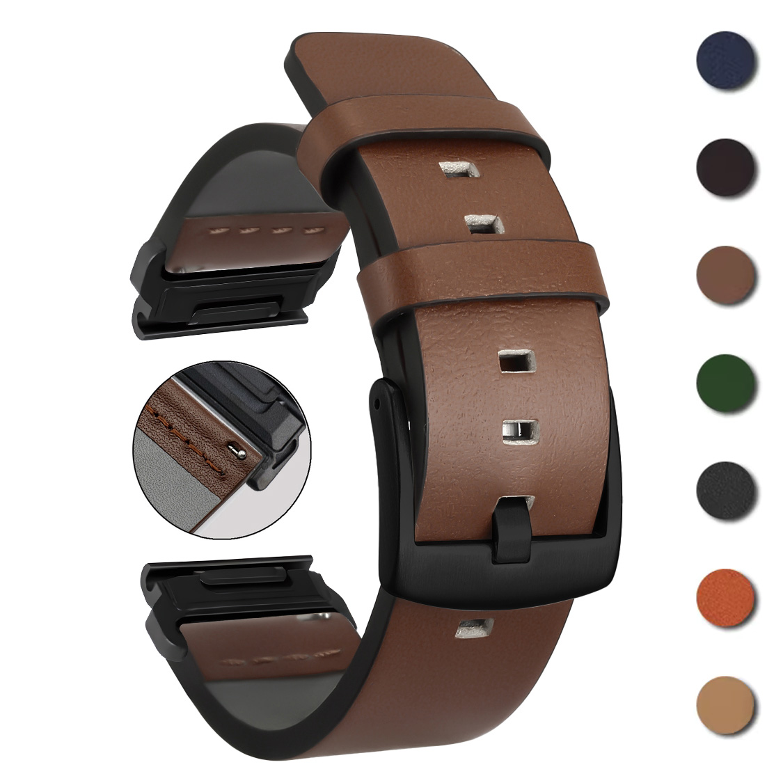 26 مللي متر 22 مللي متر سريعة  - مراجعة Leather Strap Quick Release وسعره